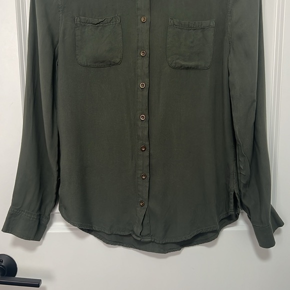 Justice Girls Army Green Long Sleeve Button Down Top size 14/16 - Picture 3 of 5
